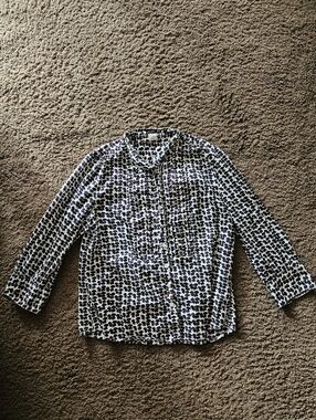 J. Crew 3/4 Sleeve Mushroom Ruffle Button-Up Shirt M